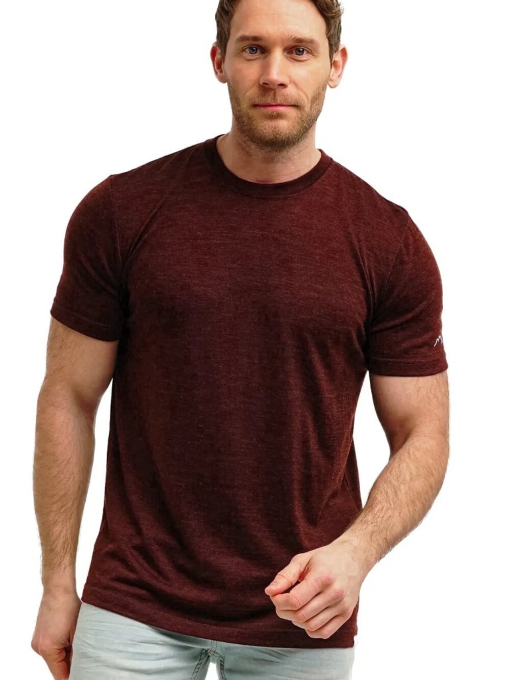 Merino.tech Men’s 100% Merino Wool T Shirt, Bordo
